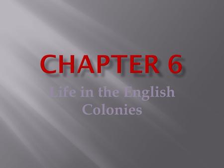 Life in the English Colonies