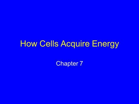 How Cells Acquire Energy