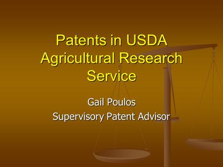 Patents in USDA Agricultural Research Service