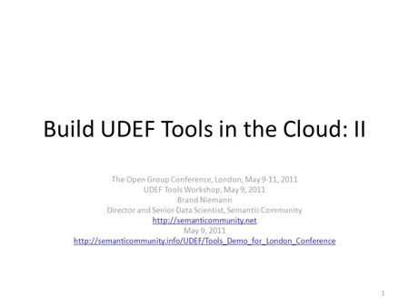 Build UDEF Tools in the Cloud: II