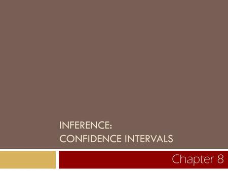INFERENCE: CONFIDENCE INTERVALS