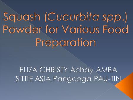 Squash (Cucurbita spp.) Powder for Various Food Preparation