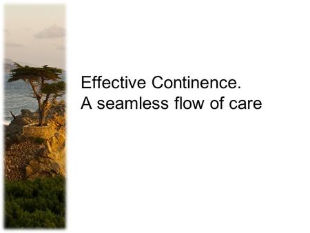 Effective Continence. A seamless flow of care. The value of using an integrated family centred model of care to support effective continence case management.