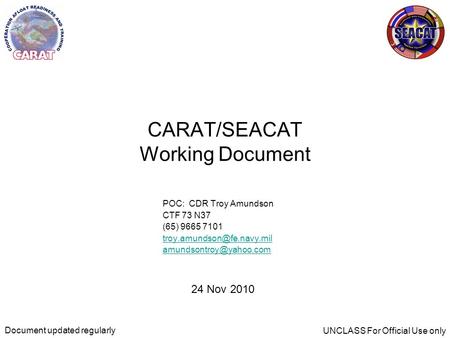 CARAT/SEACAT Working Document