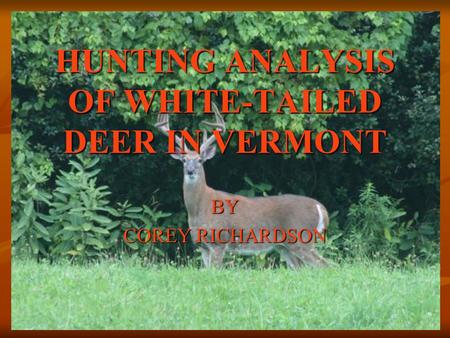 HUNTING ANALYSIS OF WHITE-TAILED DEER IN VERMONT BY COREY RICHARDSON.