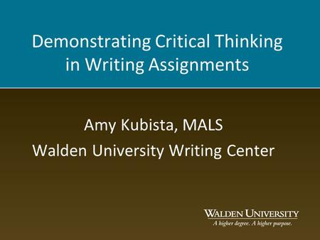 Demonstrating Critical Thinking in Writing Assignments