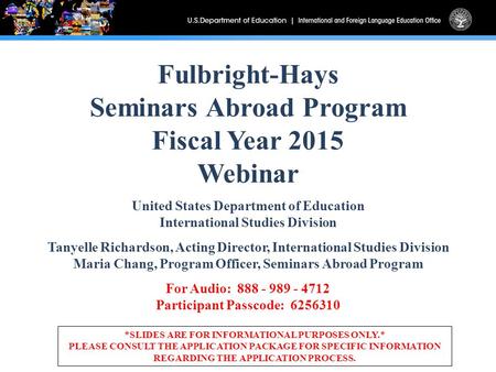 Fulbright-Hays Seminars Abroad Program Fiscal Year 2015 Webinar