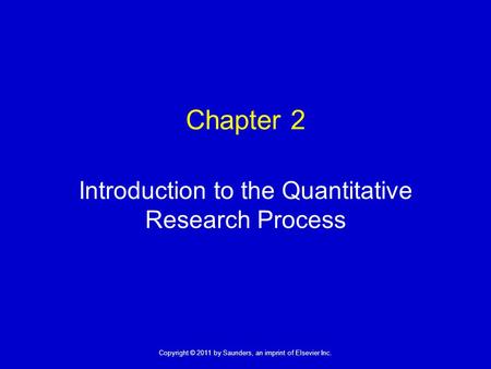 Introduction to the Quantitative Research Process