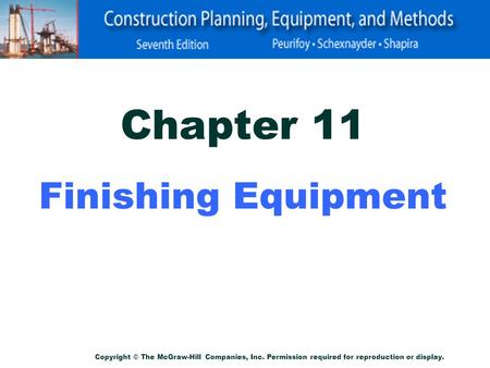 Chapter 11 Finishing Equipment