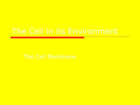 The Cell in its Environment The Cell Membrane. What do you think?  Look at the pictures of the various types of cells. Do you think all cells have the.