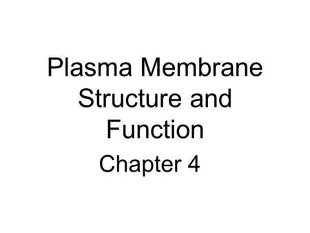 Plasma Membrane Structure and Function