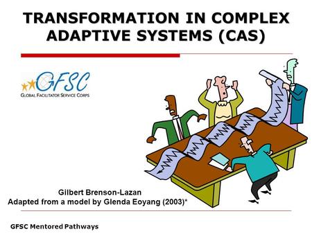 GFSC Mentored Pathways Gilbert Brenson-Lazan Adapted from a model by Glenda Eoyang (2003)* TRANSFORMATION IN COMPLEX ADAPTIVE SYSTEMS (CAS)
