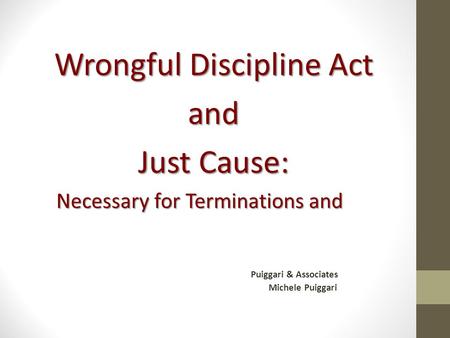Wrongful Discipline Act and Just Cause: