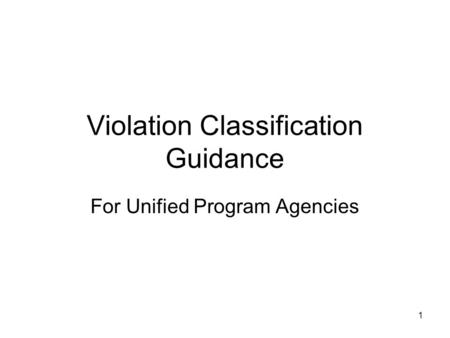 Violation Classification Guidance