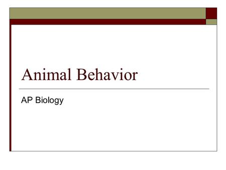 Animal Behavior AP Biology.