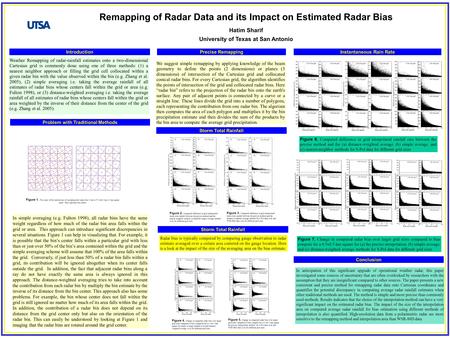 Precise Remapping Conclusion Introduction Weather Remapping of radar-rainfall estimates onto a two-dimensional Cartesian grid is commonly done using one.