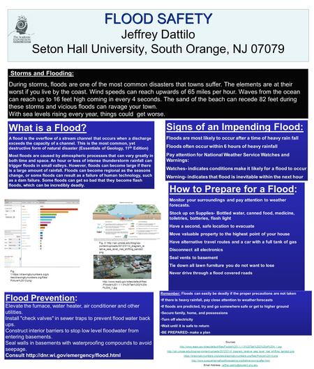FLOOD SAFETY FLOOD SAFETY Jeffrey Dattilo Seton Hall University, South Orange, NJ 07079 Storms and Flooding: During storms, floods are one of the most.