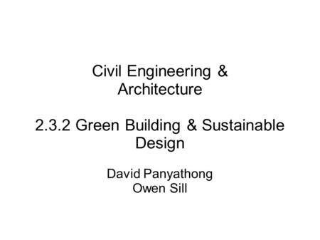 2.3.2 Green Building & Sustainable Design