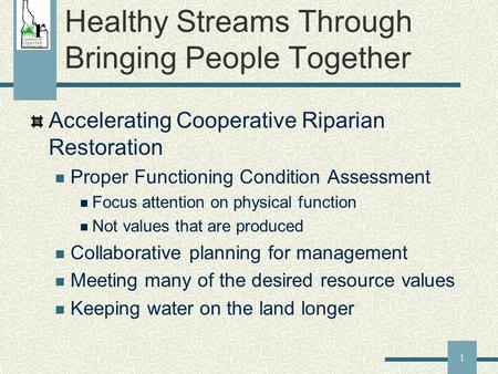 Healthy Streams Through Bringing People Together