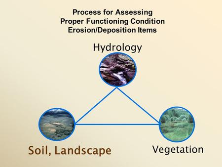 Vegetation Soil, Landscape Hydrology Process for Assessing Proper Functioning Condition Erosion/Deposition Items.