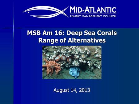 MSB Am 16: Deep Sea Corals Range of Alternatives August 14, 2013.
