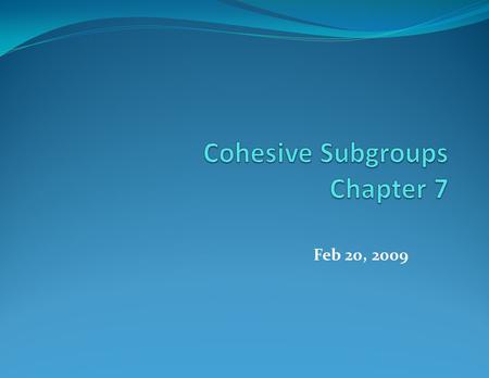 Feb 20, 2009. Definition of subgroups Definition of sub-groups: “Cohesive subgroups are subsets of actors among whom there are relatively strong, direct,