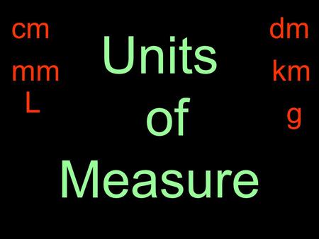 Cm dm Units of Measure mm km L g.