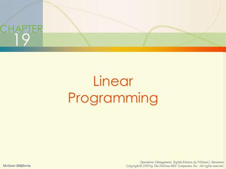 19 Linear Programming CHAPTER