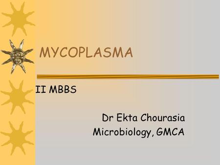 MYCOPLASMA II MBBS Dr Ekta Chourasia Microbiology, GMCA.