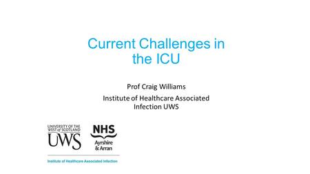 Current Challenges in the ICU Prof Craig Williams Institute of Healthcare Associated Infection UWS.