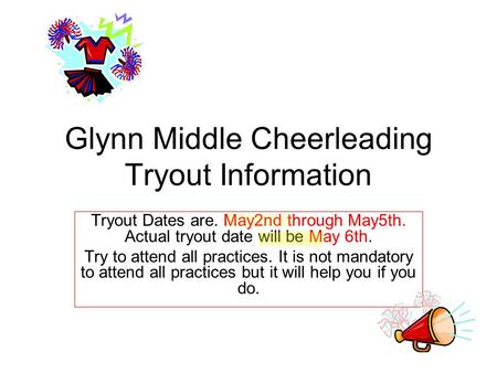 Glynn Middle Cheerleading Tryout Information