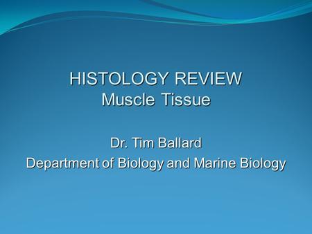 HISTOLOGY REVIEW Muscle Tissue