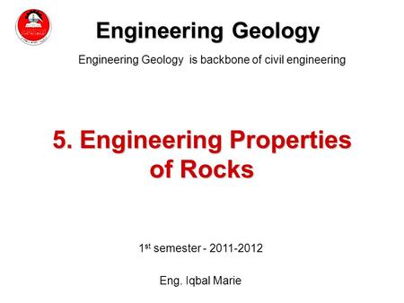 5. Engineering Properties of Rocks