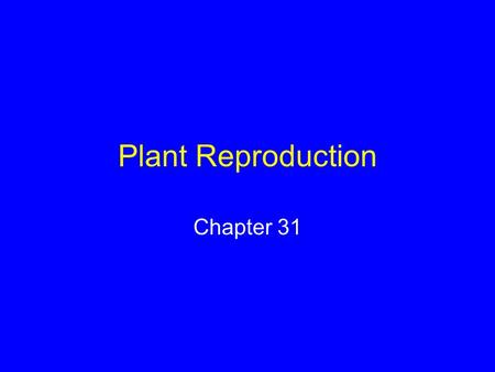 Plant Reproduction Chapter 31.