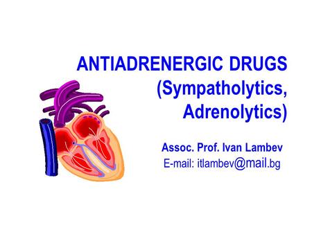 Assoc. Prof. Ivan Lambev   ANTIADRENERGIC DRUGS (Sympatholytics, Adrenolytics)