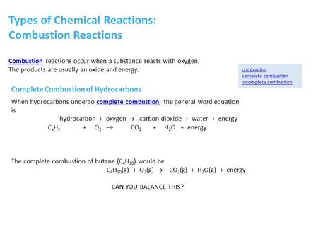 hydrocarbon + oxygen  carbon dioxide + water + energy