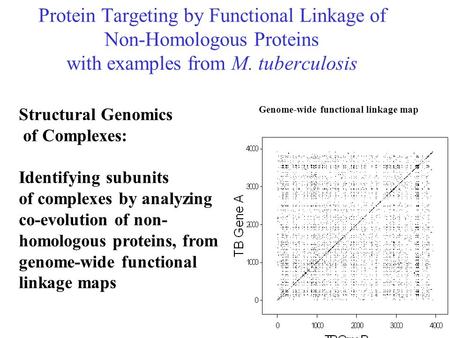 Protein Targeting by Functional Linkage of Non-Homologous Proteins with examples from M. tuberculosis Genome-wide functional linkage map Structural Genomics.
