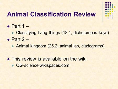 Animal Classification Review