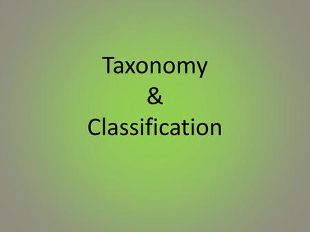 Taxonomy & Classification. I. Why Classify? A.1.5 million species identified B.Estimated between 2 and 100 million species not yet discovered.