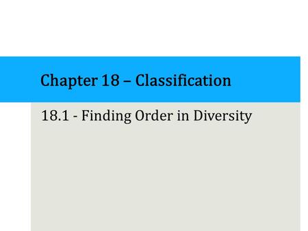 Chapter 18 – Classification