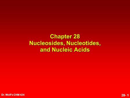 Chapter 28 Nucleosides, Nucleotides, and Nucleic Acids