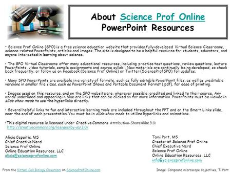 About Science Prof OnlineScience Prof Online PowerPoint Resources Science Prof Online (SPO) is a free science education website that provides fully-developed.