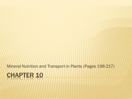 Mineral Nutrition and Transport in Plants (Pages 198-217)
