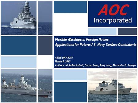 Flexible Warships in Foreign Navies: Applications for Future U. S