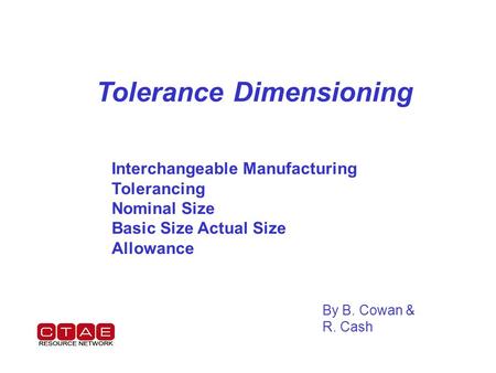 Tolerance Dimensioning