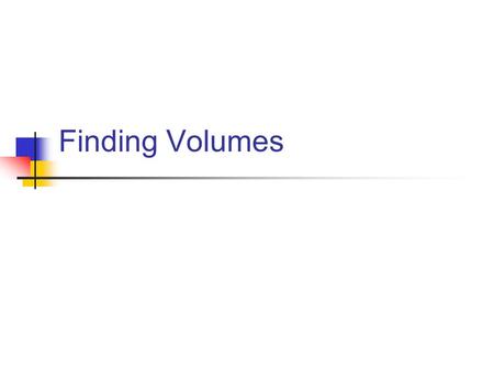 Finding Volumes.