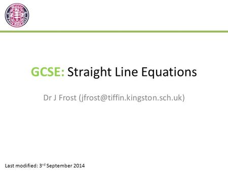 GCSE: Straight Line Equations