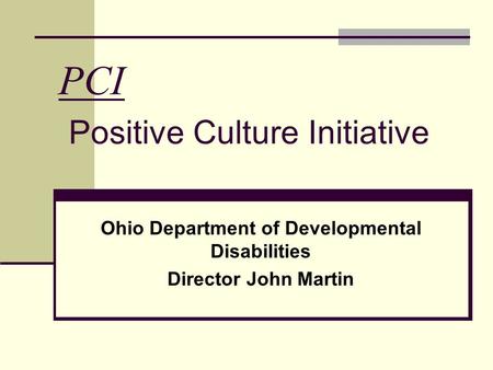 PCI Positive Culture Initiative