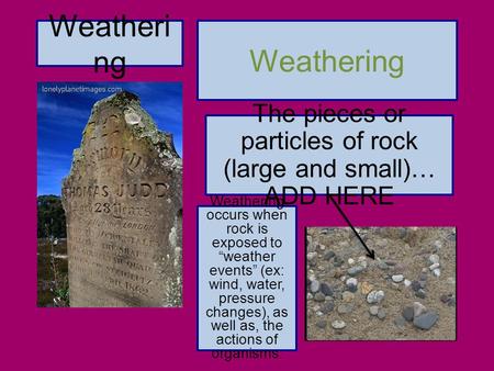 The pieces or particles of rock (large and small)… ADD HERE