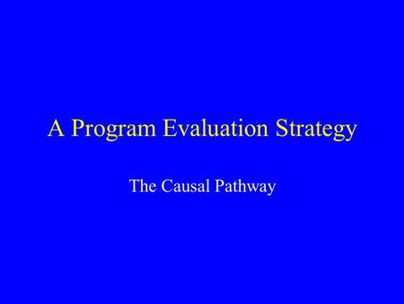 A Program Evaluation Strategy The Causal Pathway.